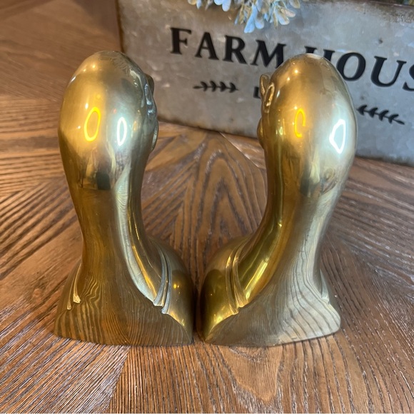 Vintage (1960) Solid Brass Gold Mallard Bookends - Picture 3 of 5